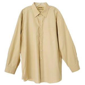 Roundtree & Yorke Gold Label Dress Shirt 17.5/35 Yellow 80s Non-Iron Pinpoint